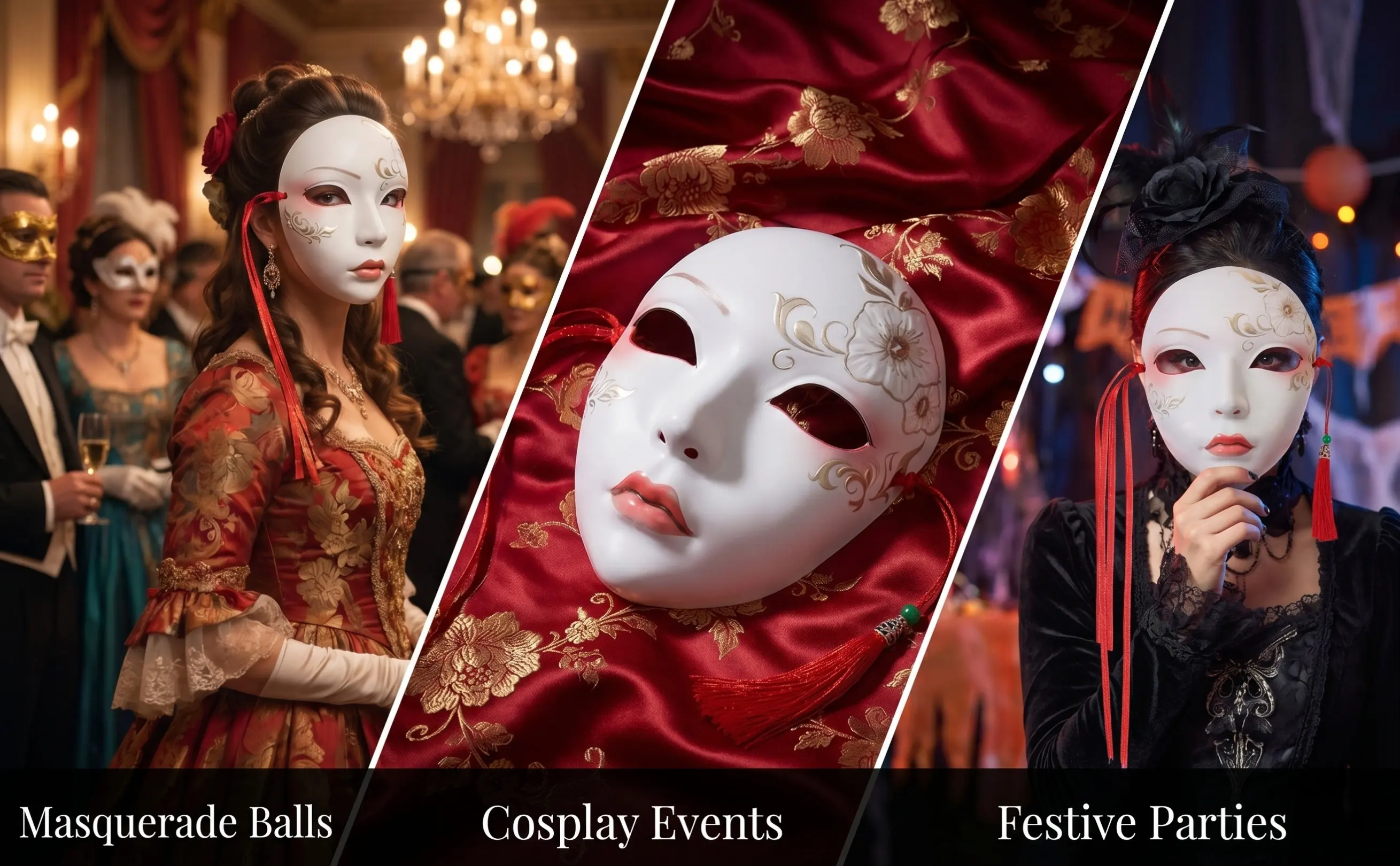 Women Masquerade Mask Plastic Decorative Facial Mask for Party Cosplay Halloween Masquerade Ball Stage Performance Festival
