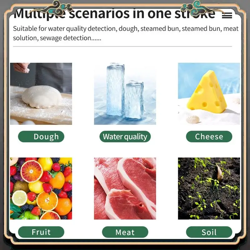 

Reliable-Professional Food PH Meter High Accuracy Sensor Temp Acidity Tester For Brewing Cheese Meat Canning Dough Soil PH Meter
