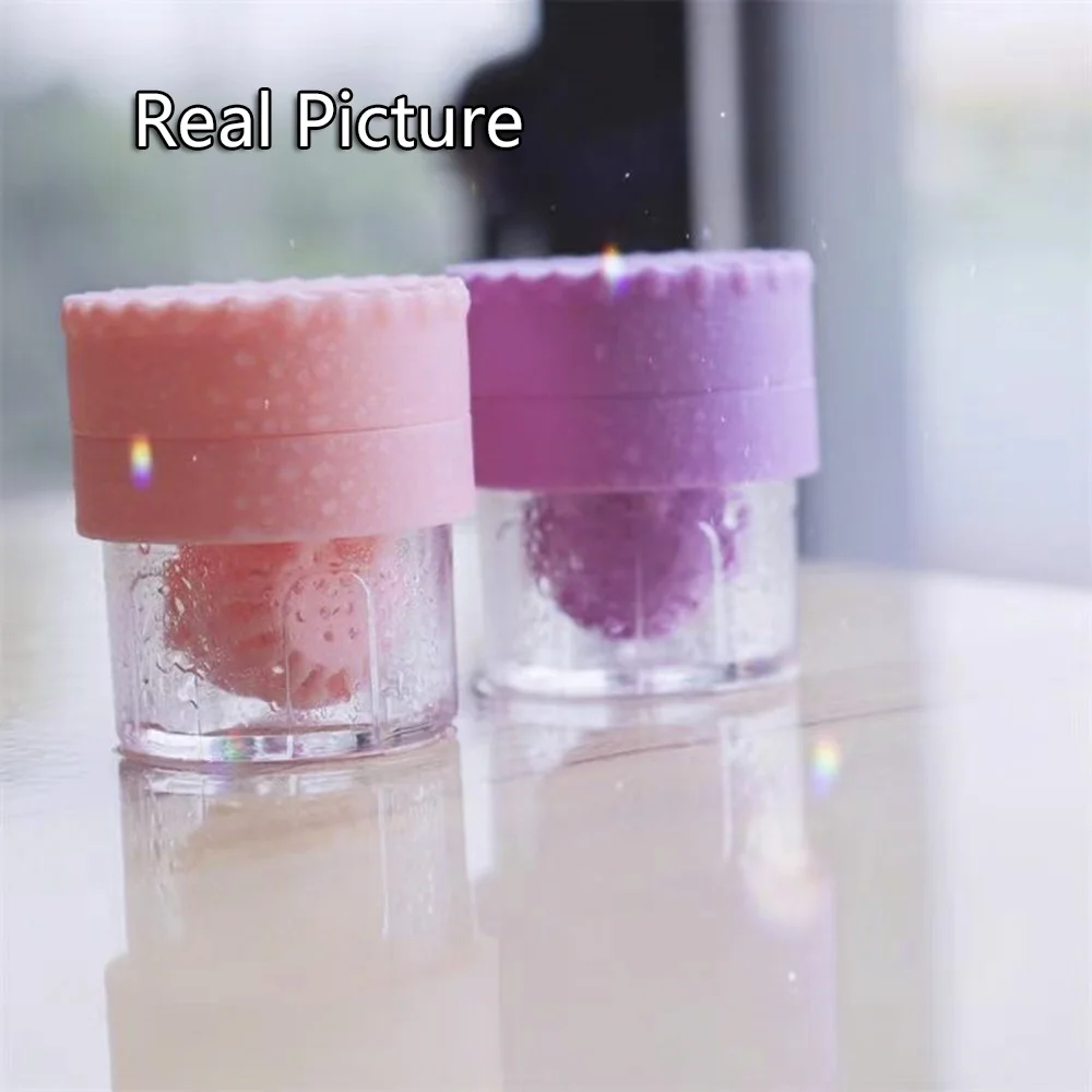 1PC Cute Contact Lens Cleaner Case Box Manual Rotation Type Plastic Container Storage Holder Portable Lenses Cleaning Tools Set