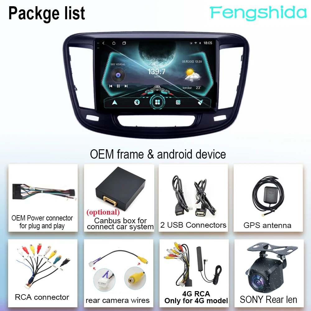 Android Auto dla Chryslera 200 200C 200S 2015 - 2019 Multimedia radiowe wideo odtwarzacz Stereo Carplay nawigacja GPS DSP 5G WIFI