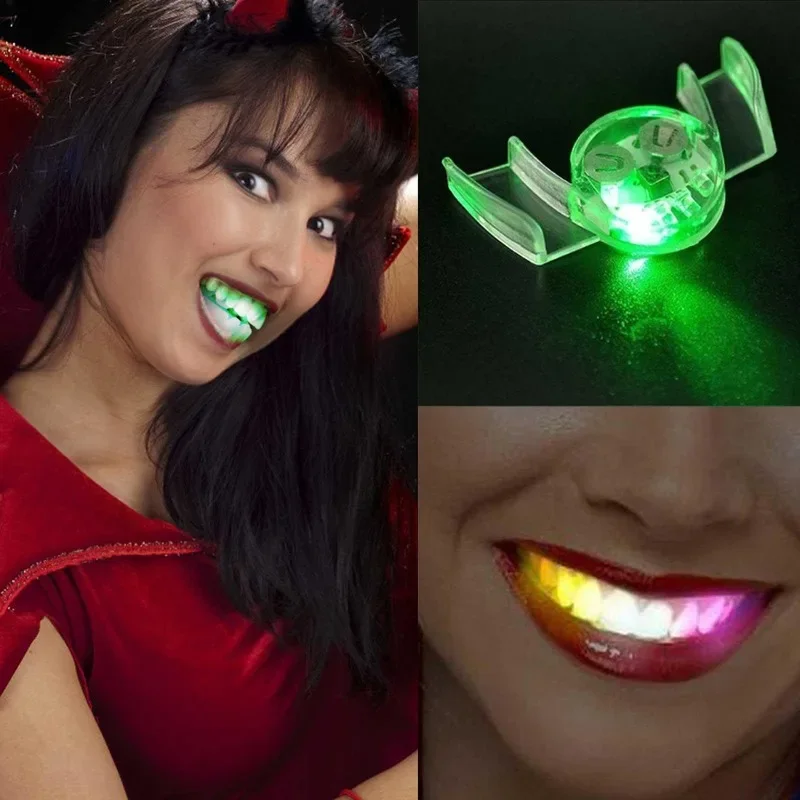 1 Pcs Creative Flashing LED Light Up Mouth Braces Piece Glow Teeth Halloween Party Rave Glow Party Supplies Toy Decompression