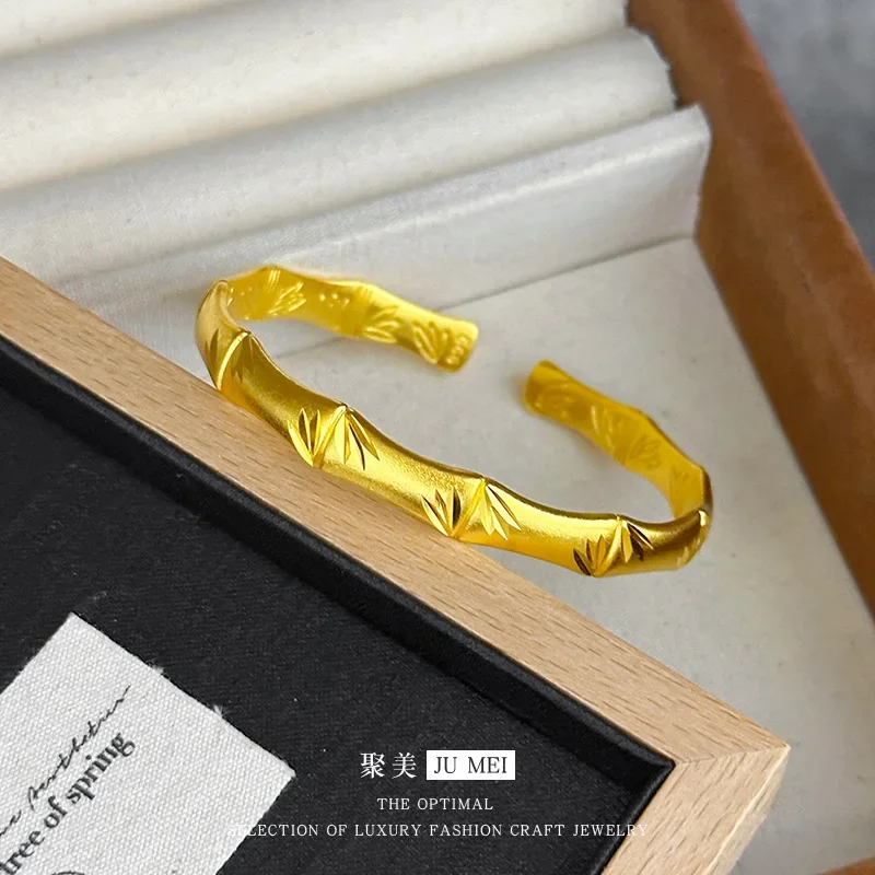 NovaGlod 9999 24K real gold ancient gold open high color blasting open heart bracelet
