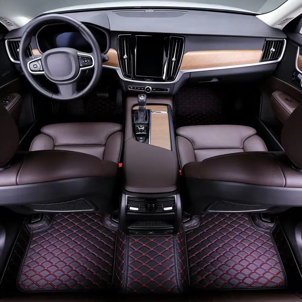 Custom High Quality Leather Car Floor Mats For Peugeot 5008 P87 5seat 2017~2022 Interior Accessories Carpets Car Styling Rug 684