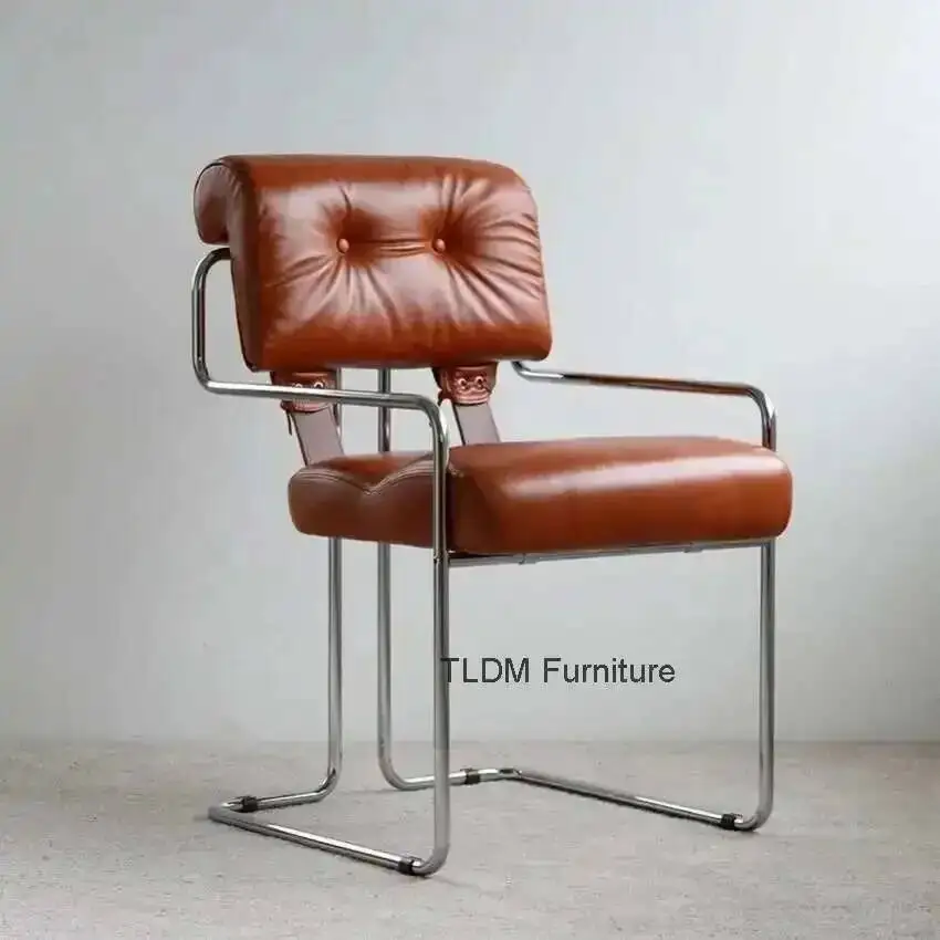 Second-hand Office Chair Stainless Steel Dining Chair Bauhaus Retro Negotiation Chairs Leisure Desk Chair Designer Single Chairs