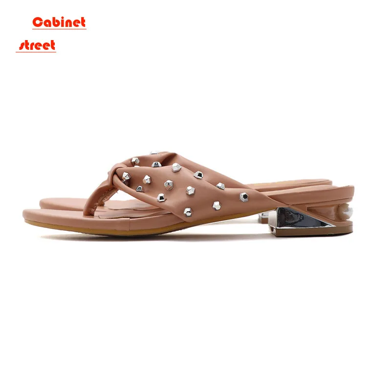 

2024 Summer New Open-toe Line with High Heels Thick with Everything Simple Outside to Wear Large Size Slippers Women Sandals