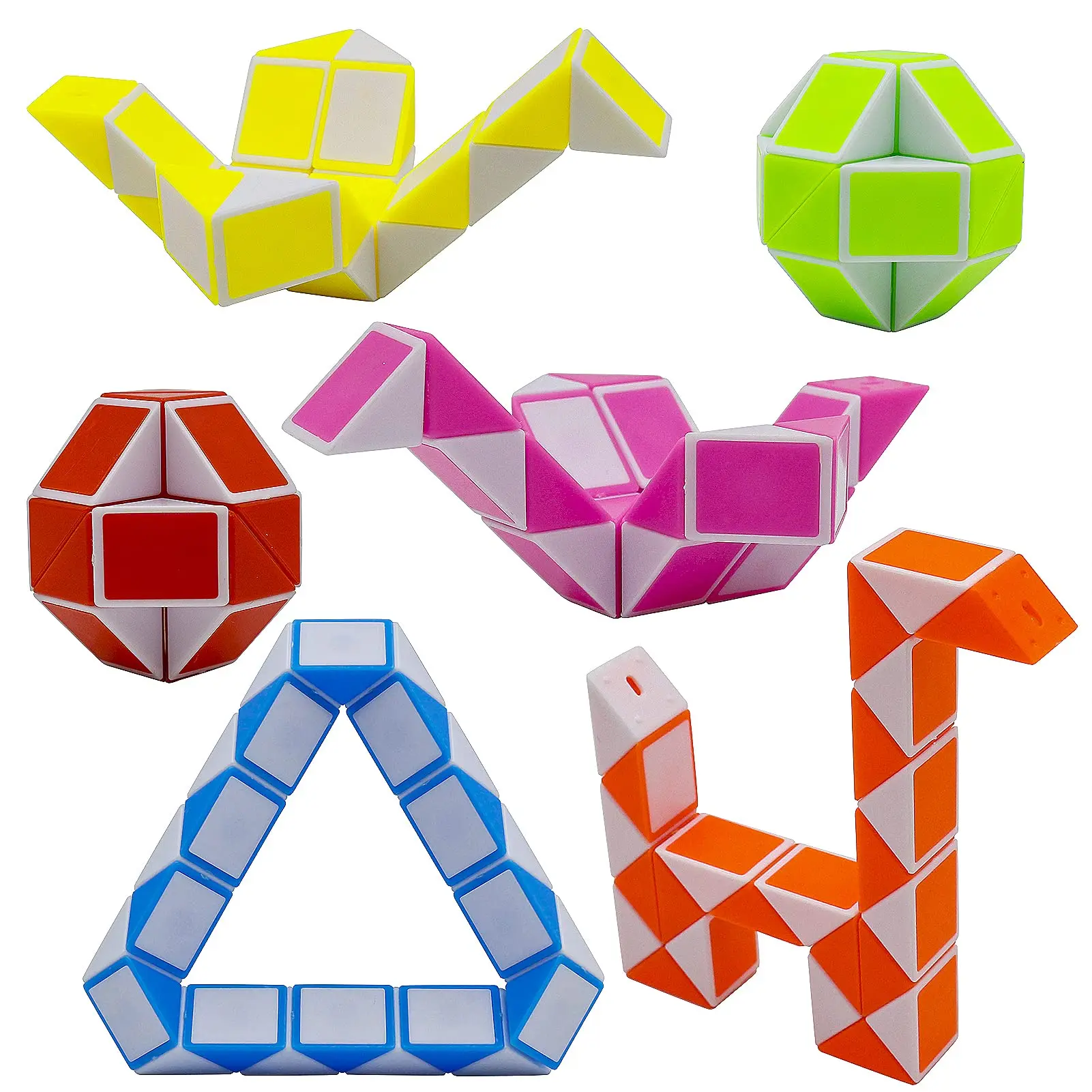 24-Blocks Fidget Snake Cube Twist Puzzle Cubes Magic Speed Cubes Toy for Kids Party Bag Fillers, Party Supplies