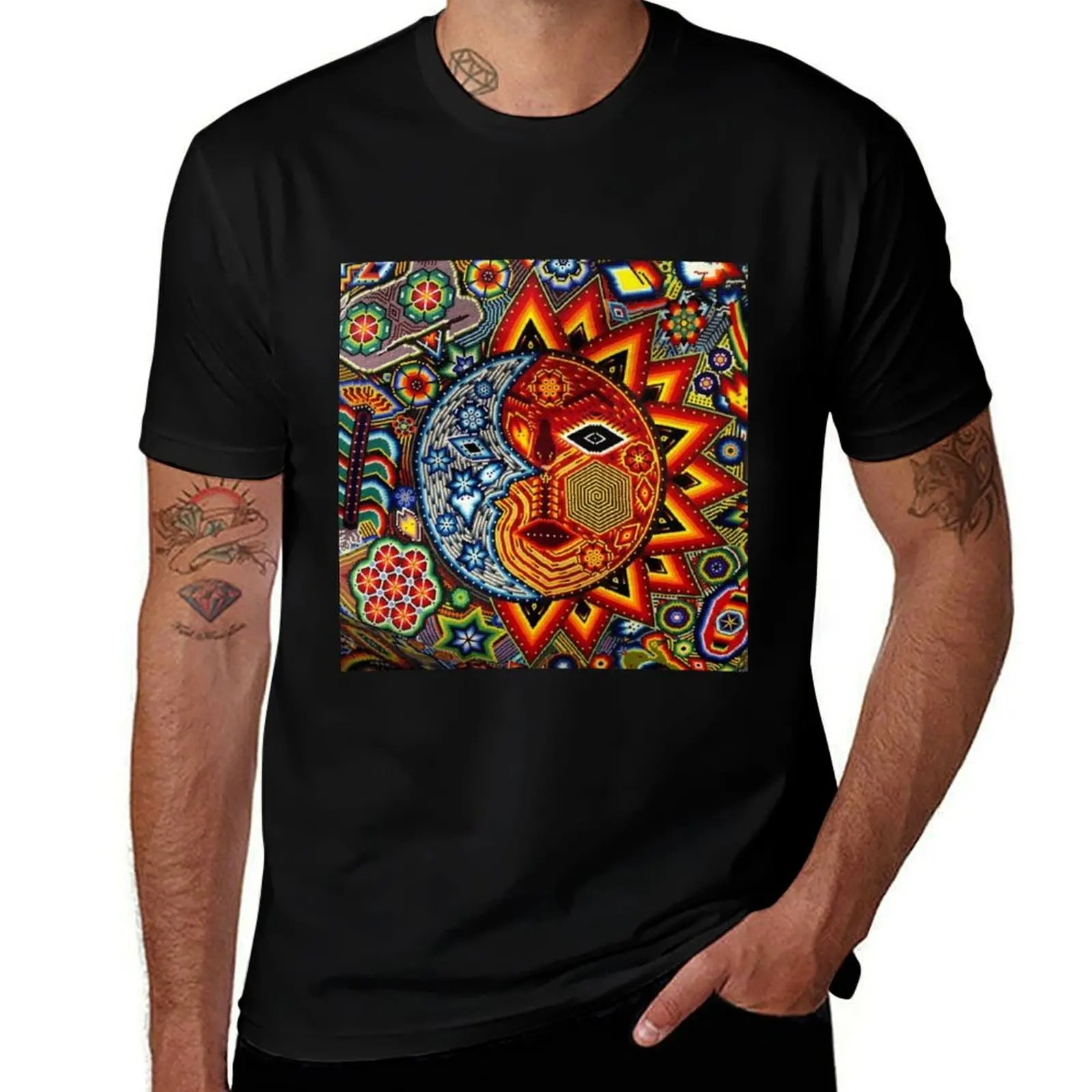 

Sun art huichol mexican T-Shirt graphic t shirts for man essential t shirt T-Shirt