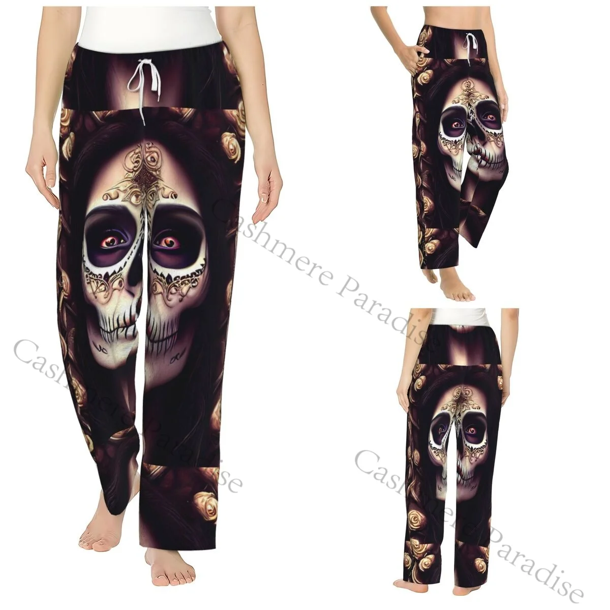 

Day Of The Dead Sugar Skull Mexican Girl Warm Women Pajama Pants Flannel Sleep Bottoms Soft Fleece Loungewear