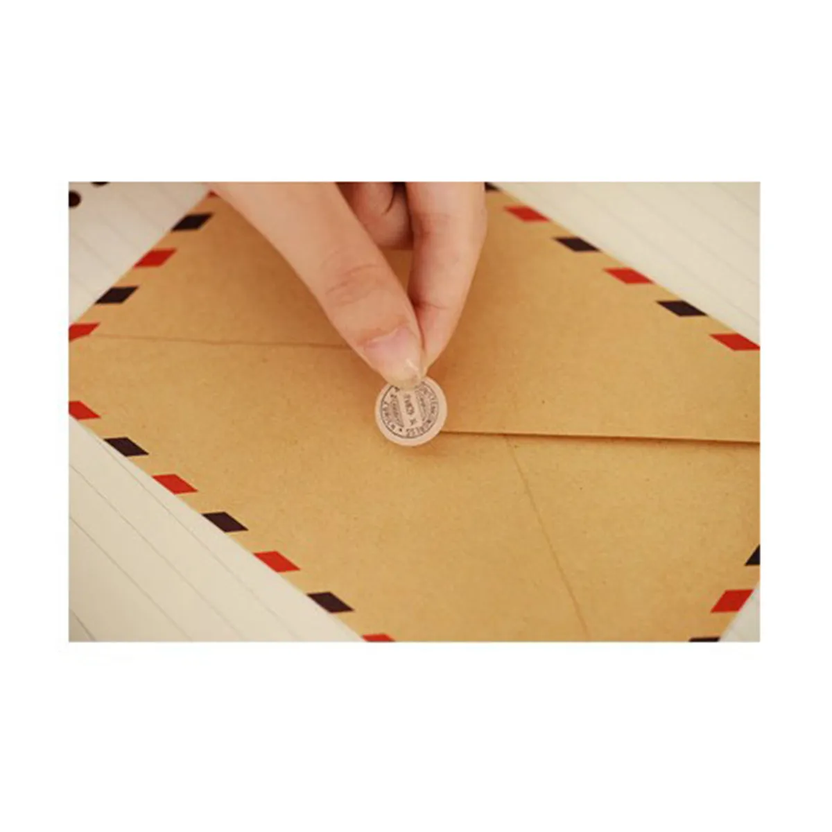 10Pcs Mail Stamp Envelopes Premium Kraft Paper Retro Postcard Storage Envelopes Vintage Tower Airplane Classic Pattern