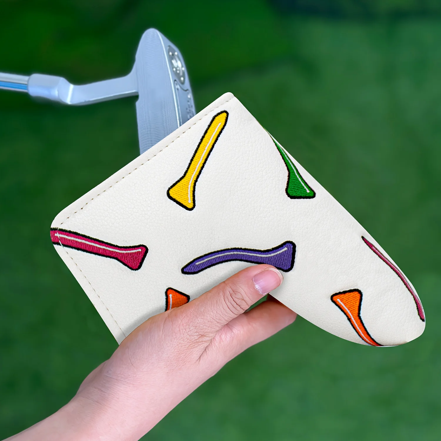 Vibrant Nail Design Golf Club Head Cover - Durable Shock-Absorbing Protective Gear with Colorful Stripes & Polka Dots image 3