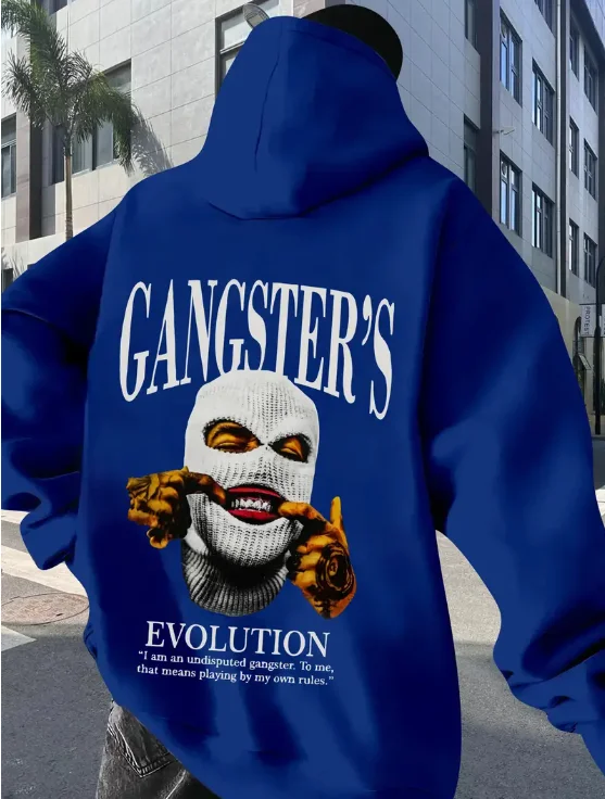 

Street - Style Evolution Cotton Hoodie，Featuring A Bold Image of A Person in A Knit Balaclava, with “GRACE” and “EVOLUTION” Text