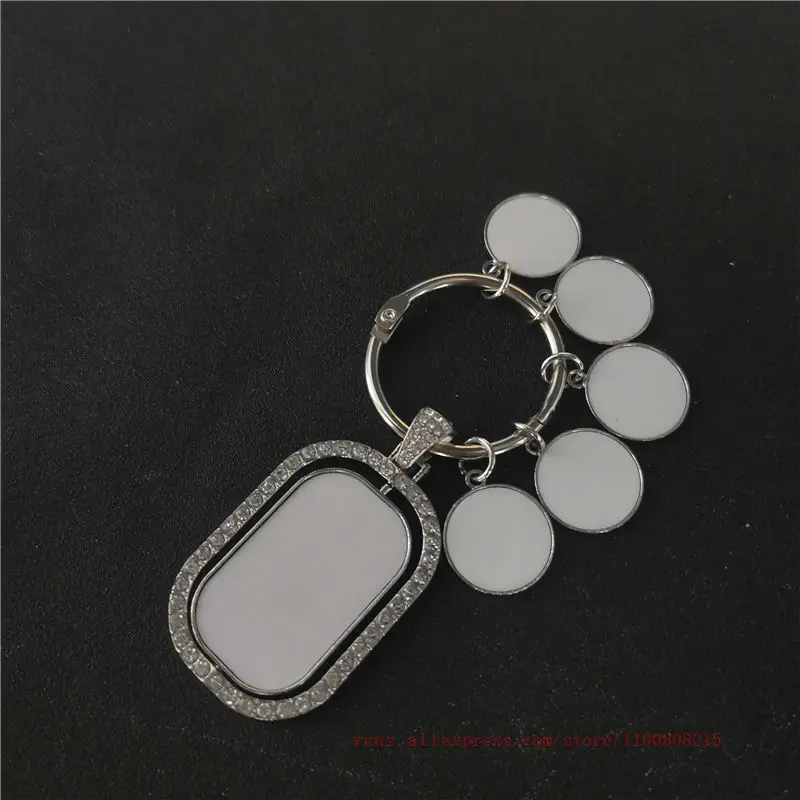 sublimation metal key chains with charms hot transfer printing blank key ring can rotate 20pcs/lot