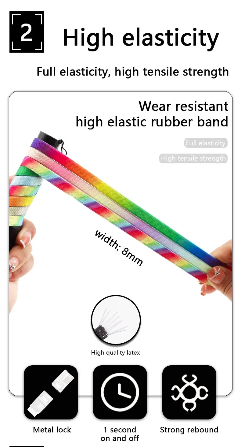 Magnets chloss Schnürsenkel für Sneaker Regenbogen Farbverlauf flache elastische Schnürsenkel für Erwachsene Kinder keine Krawatte Schnürsenkel Schuh zubehör – Detail 4