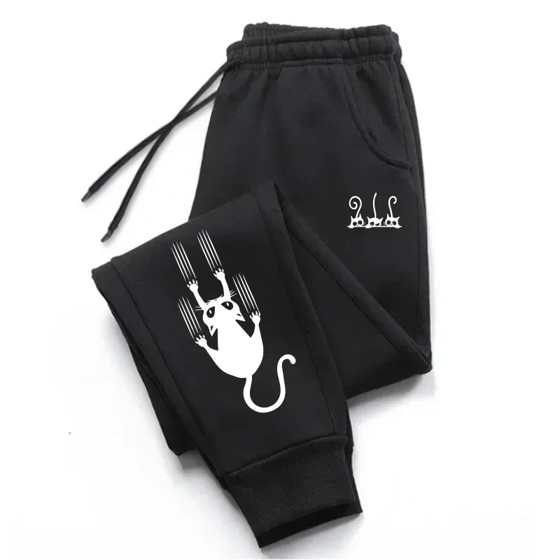 سراويل رياضية رجالية متعددة الوظائف، سراويل مطبوعة على شكل قطة لطيفة، سراويل رياضية وترفيهية، سراويل الركض على الشاطئ للرجال