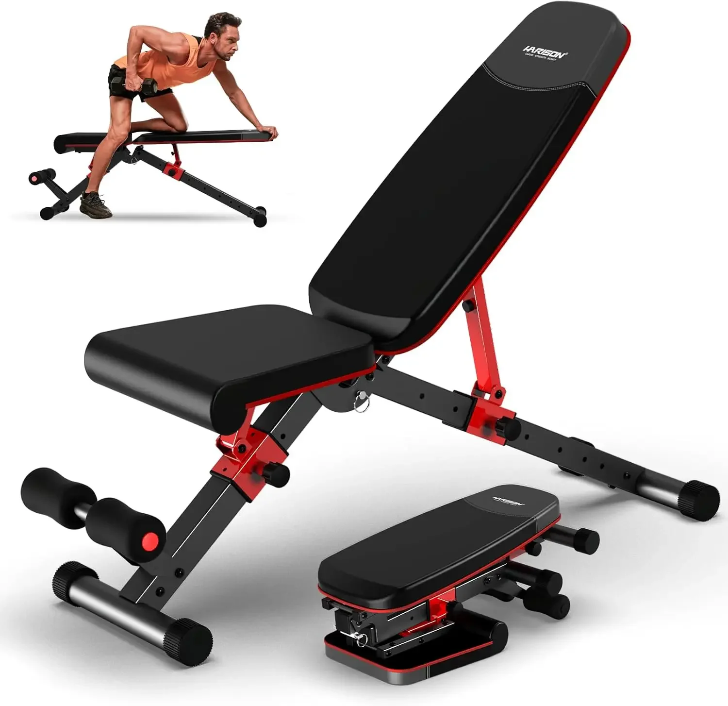 Adjustable Weight Bench with Leg Extension and Preacher Pad, Flat Incline Decline Exercise Bench for Home Workout Weight