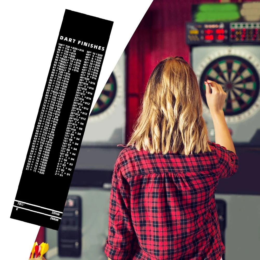 Darts Mat Checkouts Non Slip Professional Darts Mat with Throw Lines Heavy Duty Dart Points and Flooring Protector for Dart Game