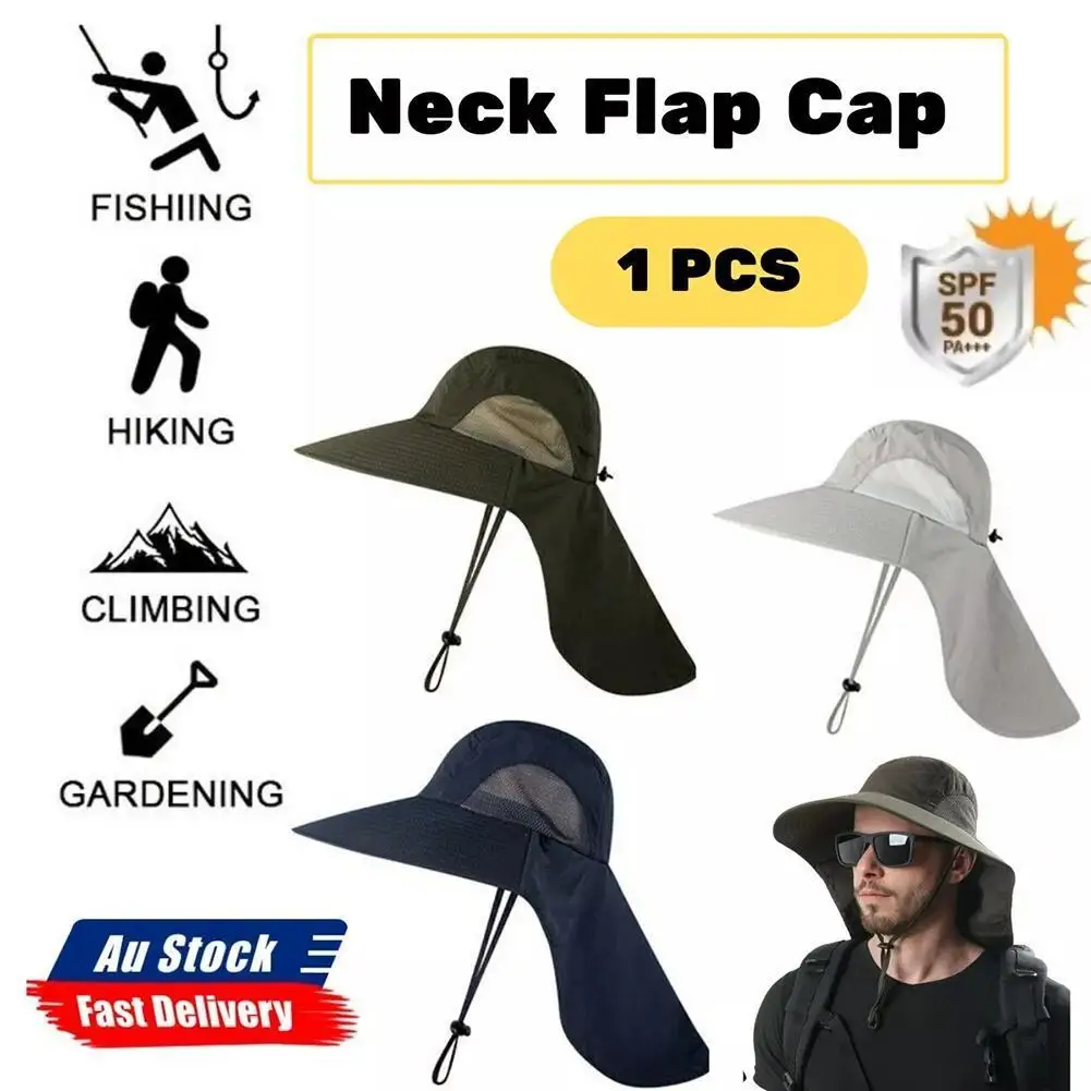 

Unisex Summer UV Protection Fishing Cap Wide Brim Breathable Mesh Outdoor Fishing Climbing Hiking Sun Hat With Neck Flap