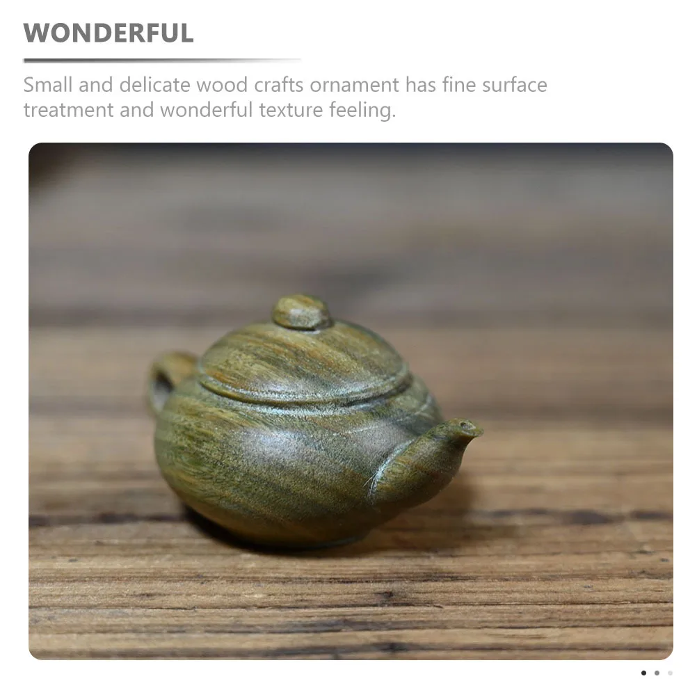 

Wood Carved Teapot Decoration Exquisite Carving Wooden Teapot Ornament Home Table Desktop Decor Home Desktop Decor