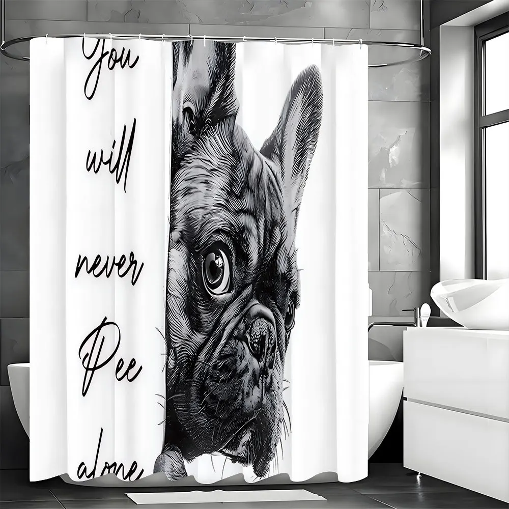 

Cute Bull Terrier Shower Curtain Washable Dirt-Resistant Shower Head waterproof Polyester Bath Curtain For Home Decor