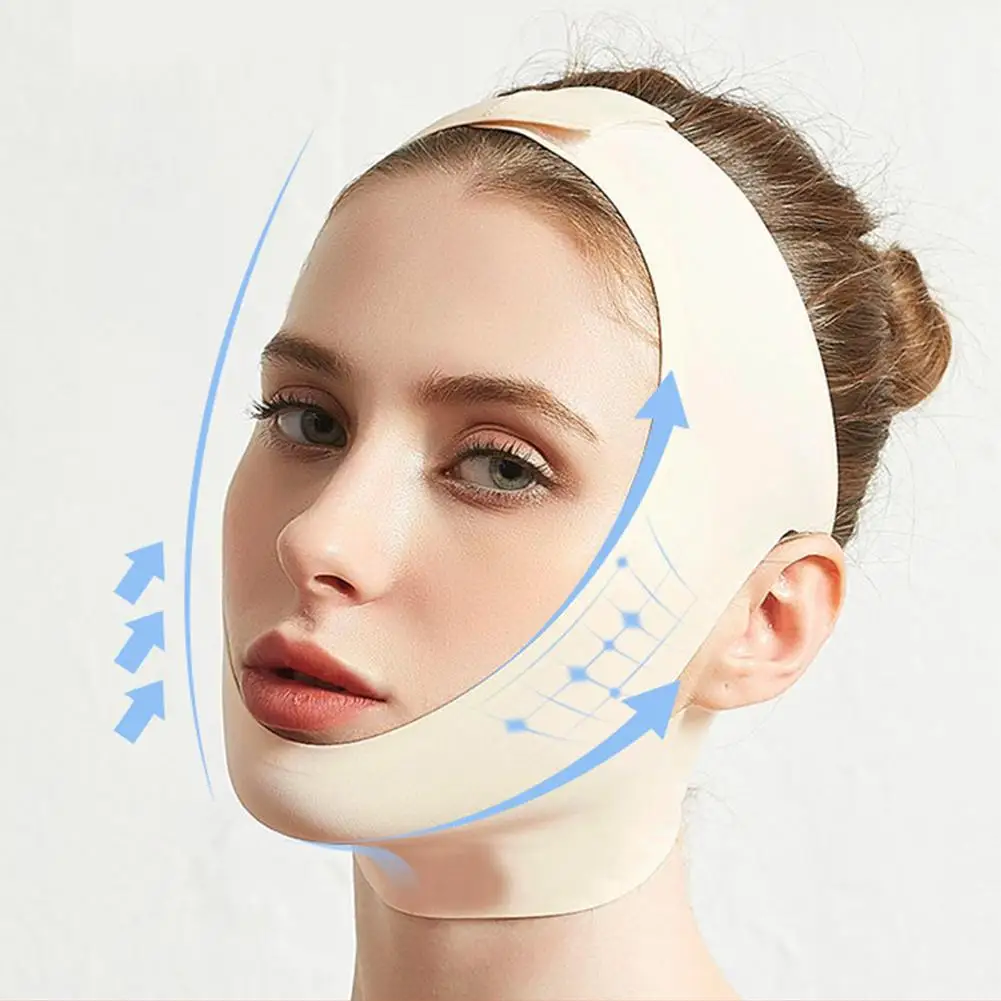 Facial Slimming Lift Up Belt V Shaper Bandage Adjustable Elastic Washable Reusable Face Massage Double Chin Reducer Beauty Tool