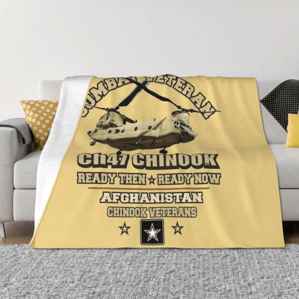 

CH47 CHINOOK VETERANS - Combat Veteran Throw Blanket Hair funny gift halloween Bed linens Blankets