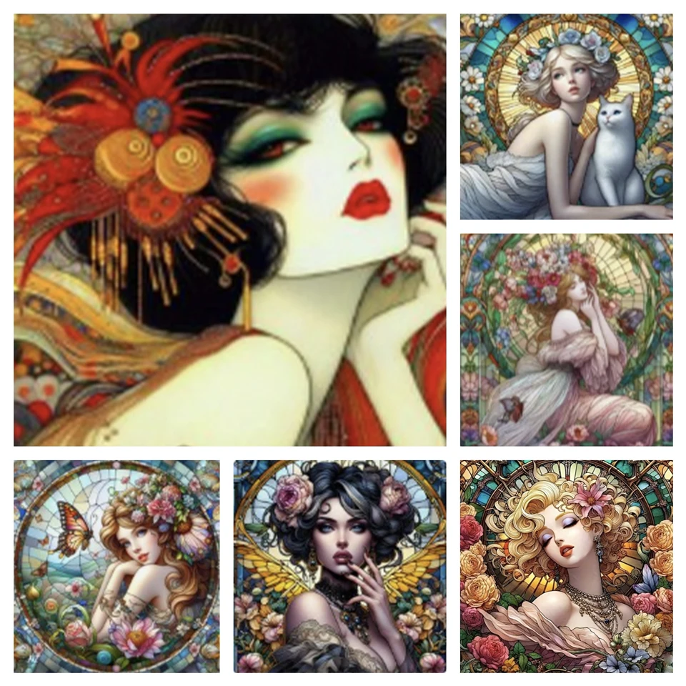 

Beautiful Woman Flower Wearing Diamond Painting New 2025 Adult Mosaic Kit 5D Diamond Art Full Diamond Mosaic Home Decoration