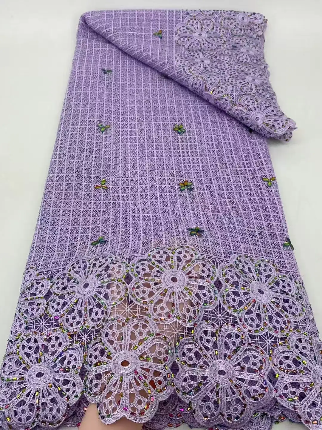 New Arrival African Cotton Cord Lace Fabric 2025 High Quality Nigerian Gilding Guipure Cord Lace Fabric For Wedding Sewing Dress