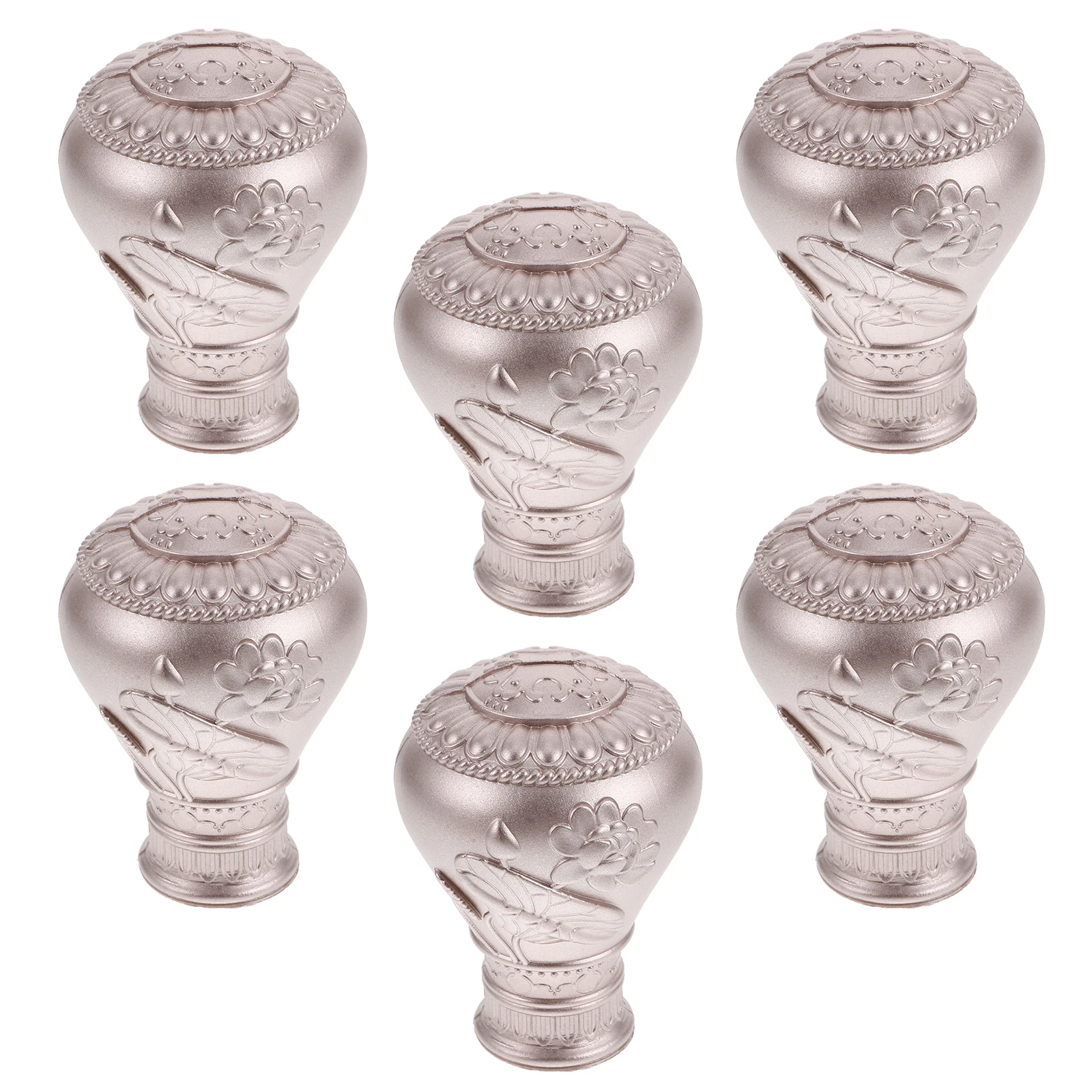 

6 Pcs Roman Pole Decorative Head Curtain Rod Decoration Rail Ends Finials Acrylic Cover