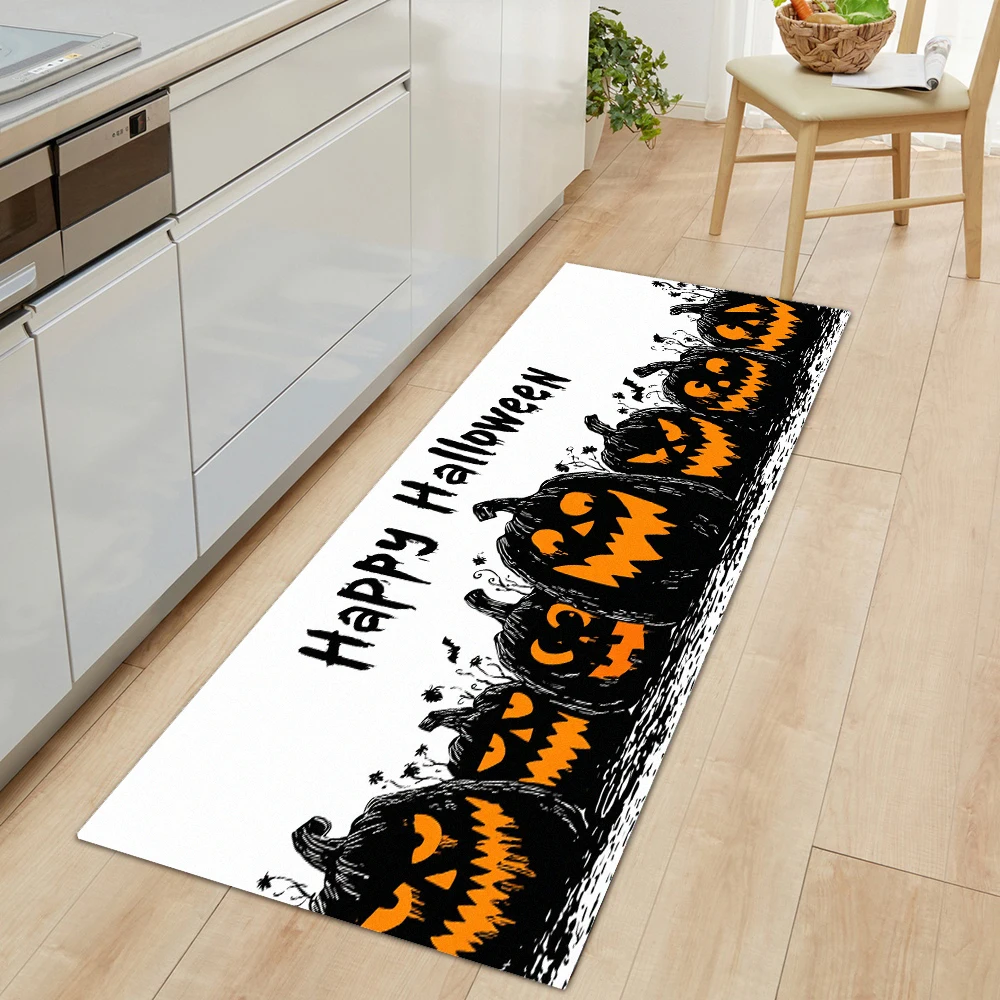 

Halloween Mat Pumpkin Spider and Ghost Floor Mat Home Decorative Living Room Rug Anti-Slip Mat Kitchen Carpet Doormat