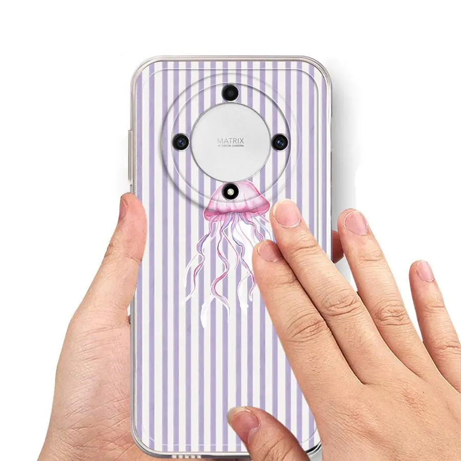 Capa de telefone para honor x9a x9b 90 lite x7b x8b y9 prime 2019 capa transparente animais marinhos