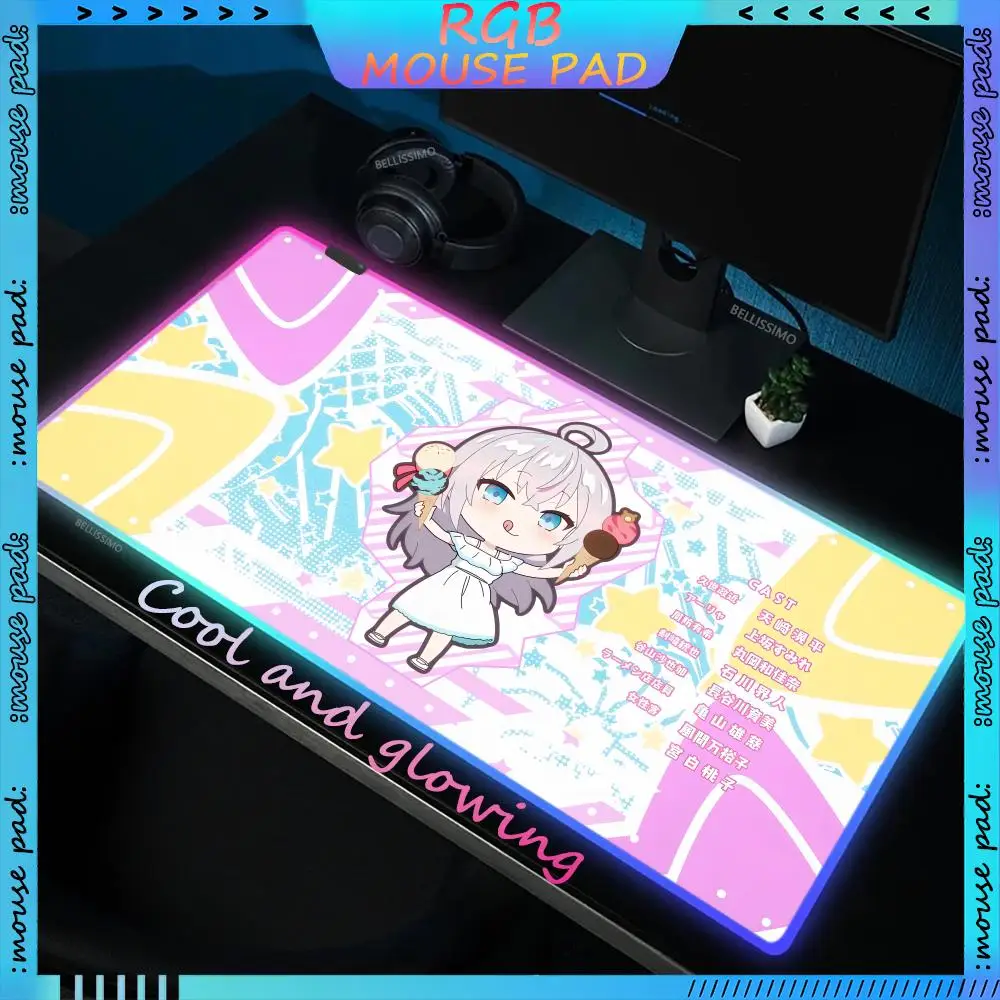 RGB Anime Alya Sometimes Hides Her Feelings In Russian Mouse Pad LED Gaming Keyboard Pad Gaming Accessories Luminous Desk mat