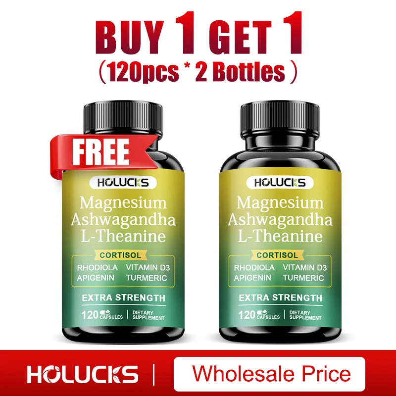 

Средство для снижения кортизола и поддержки надпочечников, с магнием, ашвагандой, L-теанином, для спокойствия, снятия стресса, концентрации внимания, ясности ума и расслабления
