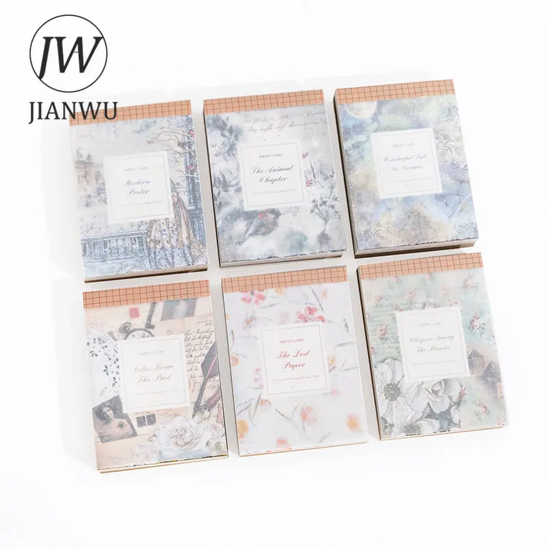 JIANWU 100 Sheets Vintage Private Collection Series Retro Background Base Material Paper Creative DIY Collage Decor Stationary