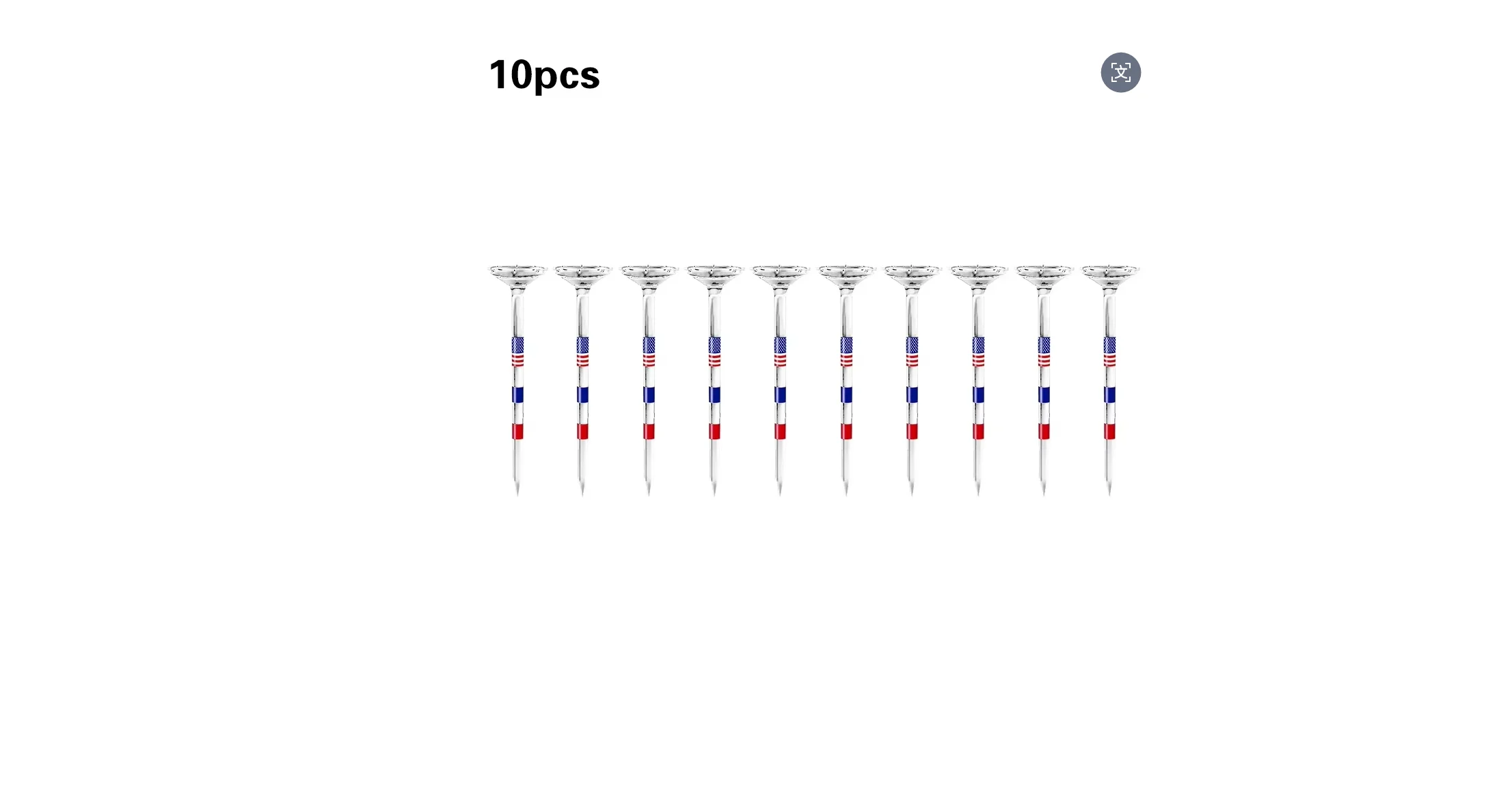 10 Stück lange Golf-Tees, unzerbrechlich, 83 mm, transparent, mit US-amerikanischer Flagge, reduziert Reibung und seitliches Drehen, Golfzubehör. – Detail 1