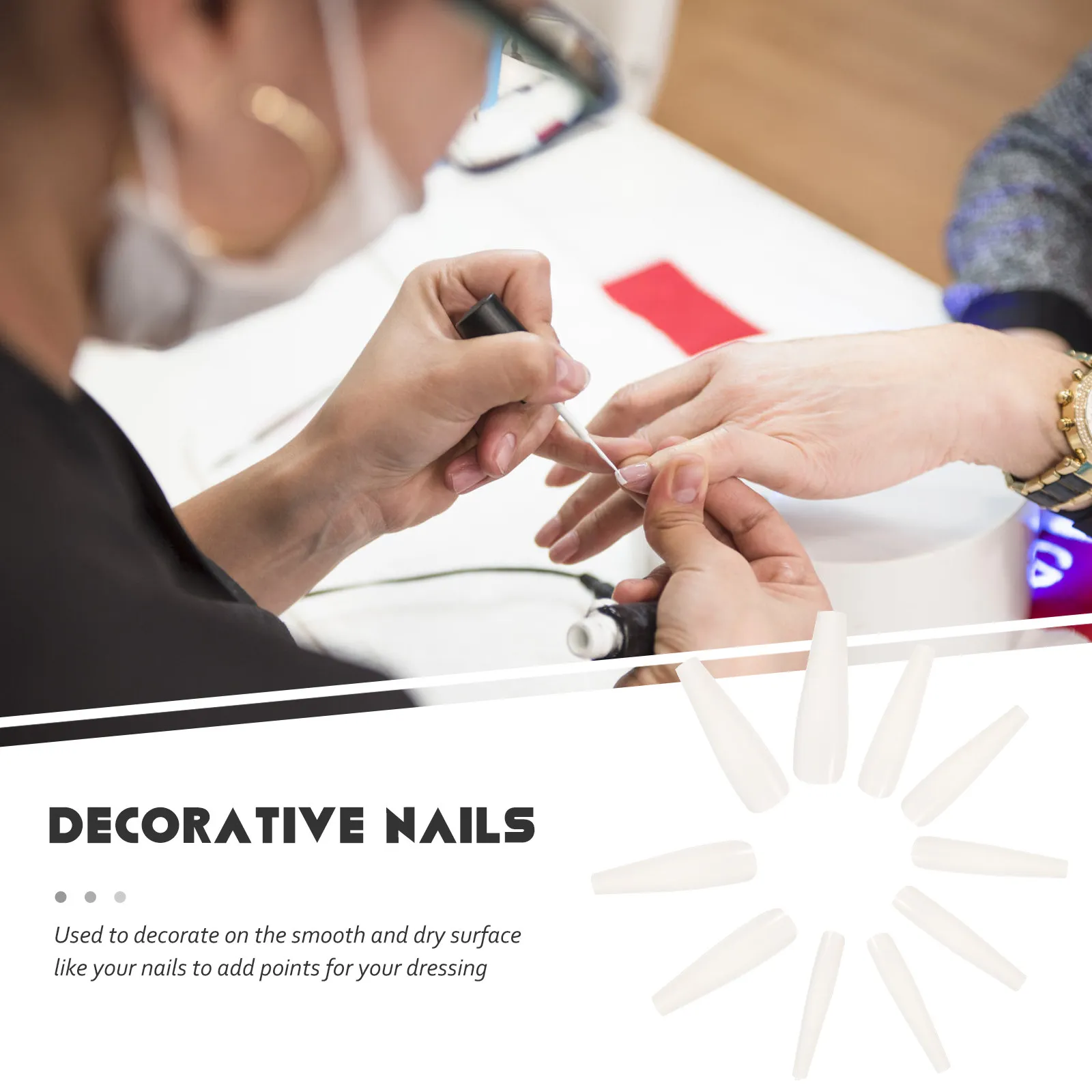 500Pcs Long Durable Ballet Coffin Nails False Nail Stickers Full Cover Tips Nail Art Coffin Nails Tips Fingernail Decors
