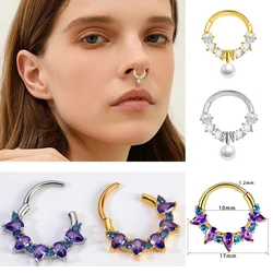 Titanium Stainless Steel Septum Piercing Nose Rings for Women Colorful Cubic Zirconia Septum Nose Rings Nose Piercing jewelry