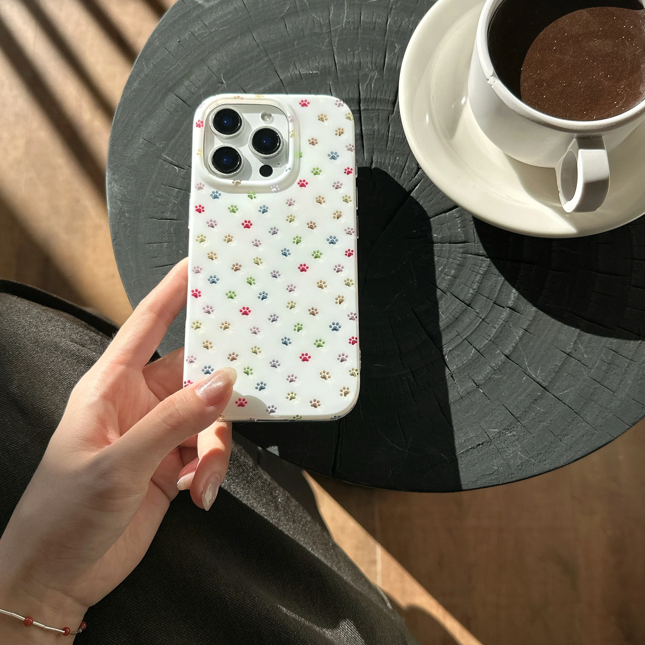 الإبداعية INS التسلق طبقات مزدوجة الملونة القط الكفوف نمط لطيف جراب هاتف آيفون 16 15 14 13 برو ماكس غطاء الهاتف الخلفي كابا