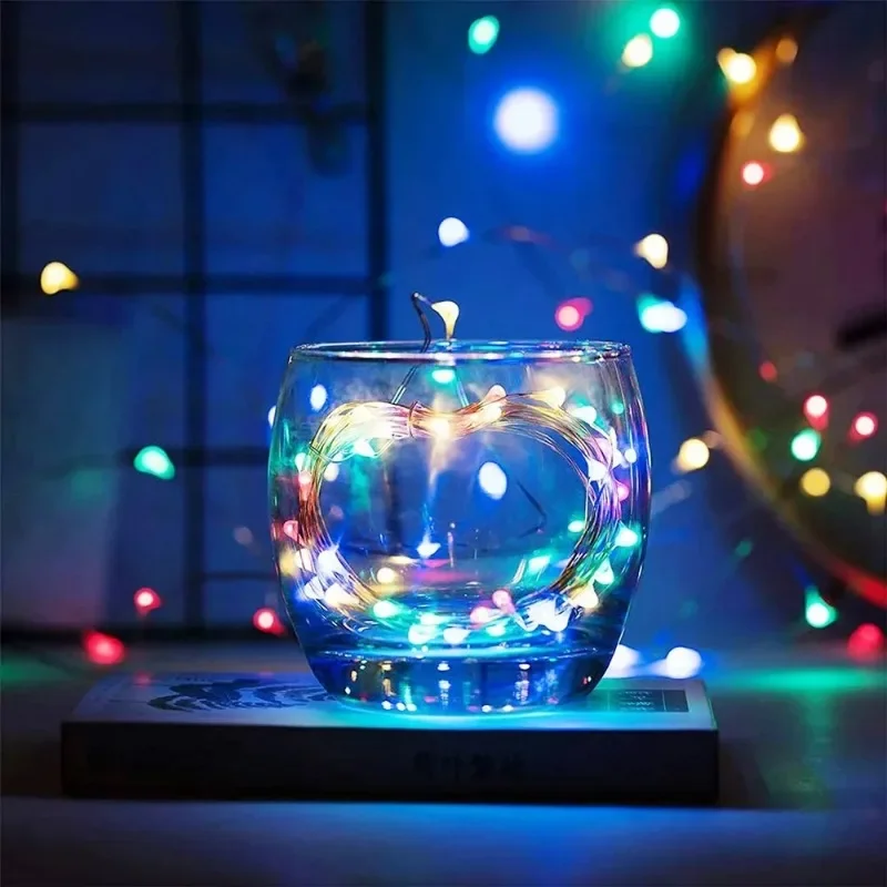 5/10/20M USB LED String Lights Copper Silver Wire Garland Light Wodoodporne lampki świąteczne na świąteczne dekoracje weselne