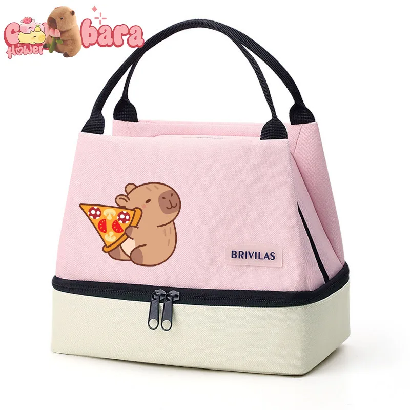 Capybara Insulated Lunch Bag, Portable Lunch Box Storage Bag, Foldable Insulated Cooler Handbag For Office School Picnic gift view 4