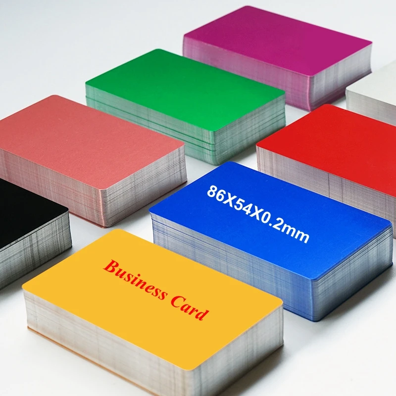 100 Stück tragbare Aluminium-Visitenkarten aus Metall, blanko, 0,2 mm/0,45 mm, für Lasergravur, Druck, anpassbar, individuelles Logo, Büro
