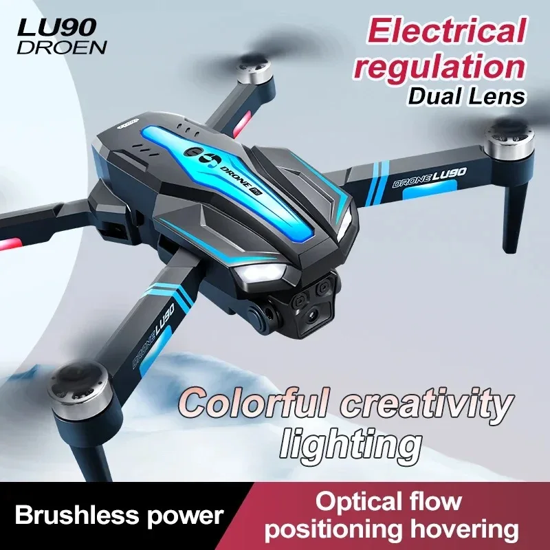 10000M LU90 Drone GPS UAV 8K HD Dual Camera Brushless Motor Obstacle Avoidance Optical Flow Adjustment Remote Control Toys 2024