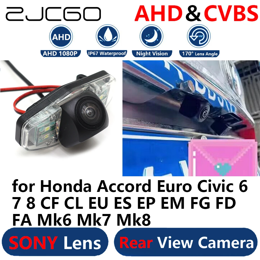 

AHD 1080P Parking Backup Reverse Reversing Rear view Camera for Honda Accord Euro Civic 6 7 8 CF CL EU ES EM FG FA Mk6 Mk7 Mk8