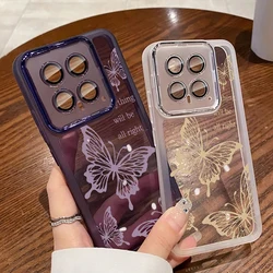 Retro Butterfly Pattern Transparent Shockproof Phone Case For Xiaomi 13T Poco X6 Pro Redmi Note 12 Pro 5G Clear Silicone Cover