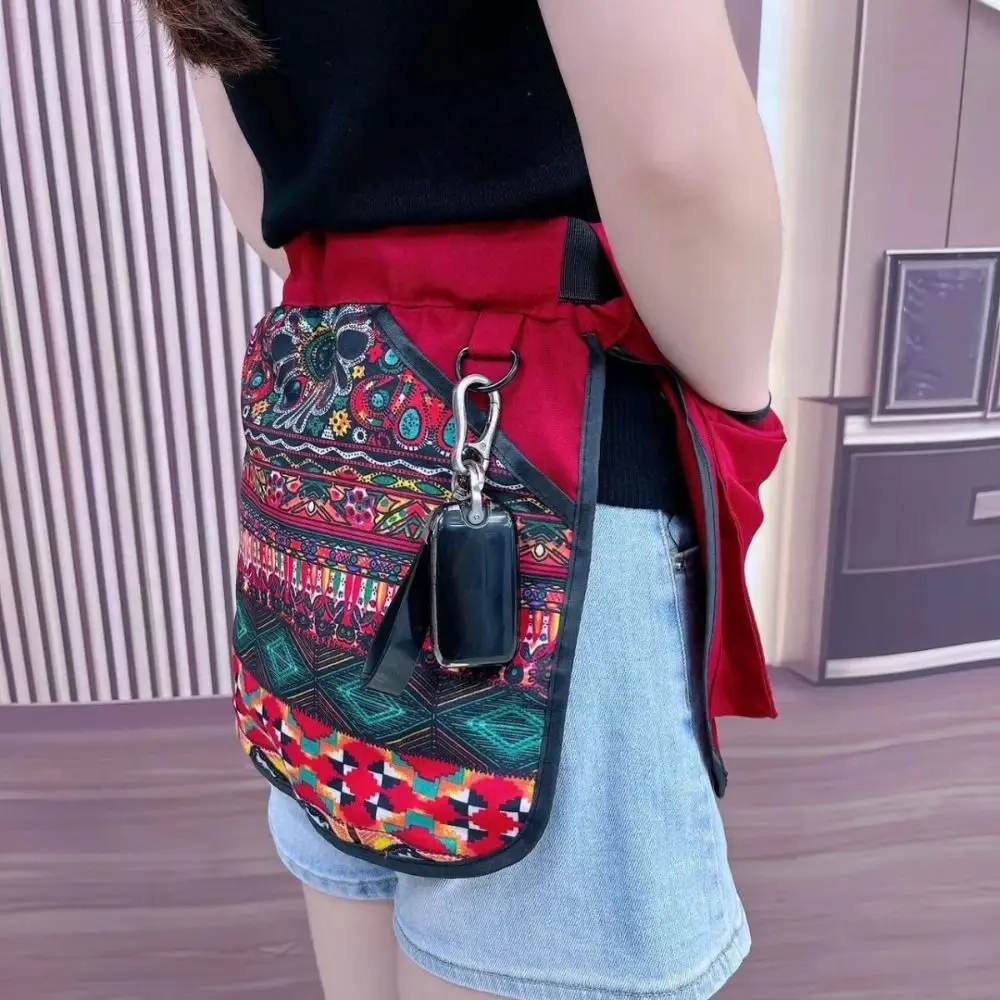 Ethnic Pattern Portable Waist Bag Waterproof Large-capacity Adjustable Belt Apron Stain-resistant Oil-resistant
