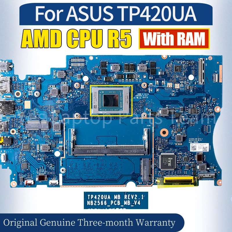 NB2566-PCB-MB-V4 For ASUS TP420UA Laptop Mainboard R5-00375 AMD CPU With RAM 60NB0U20-MB2030 100％ Tested Notebook Motherboard