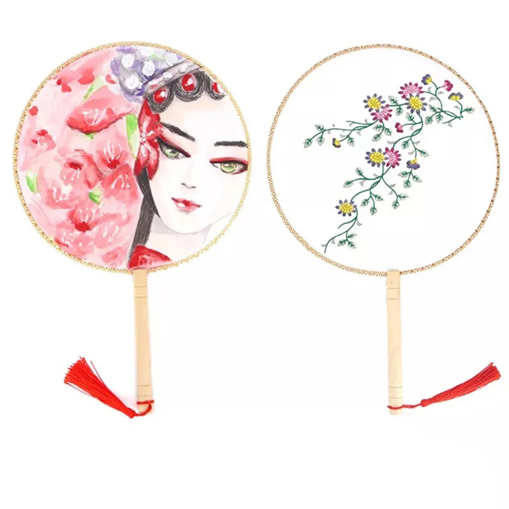 

Art Painting Fan Blank Silk Folding Fan for Kids DIY Drawing Craft Handmade Wooden Handle Creative Gift for Family Friends