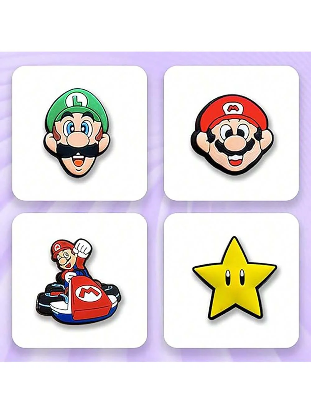 MESUCA 20/30 Stück süßes Mario-Schuhanhänger-Set für Clogs, Taschen, Blasen-Slides, Sandalen, PVC-Schuhdekorationen, Strandtaschen-Zubehör