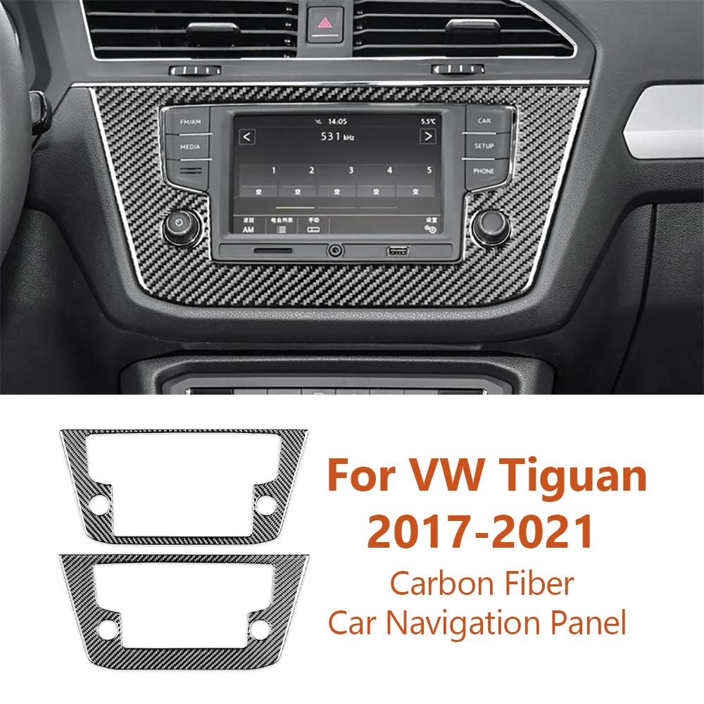 

For Volkswagen VW Tiguan 2017-2021 Styling Carbon Fiber Car Navigation Panel Frame Decorative Stickers Auto Interior Accesorios