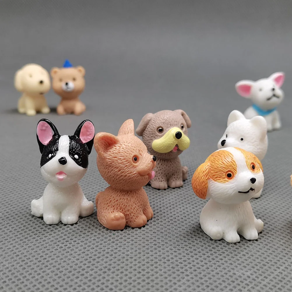 18 Pcs Artificial Dog Miniature Puppy Ornament Attention-grabbing Figurines Figures Animal Attractive Decoration Craft Resin