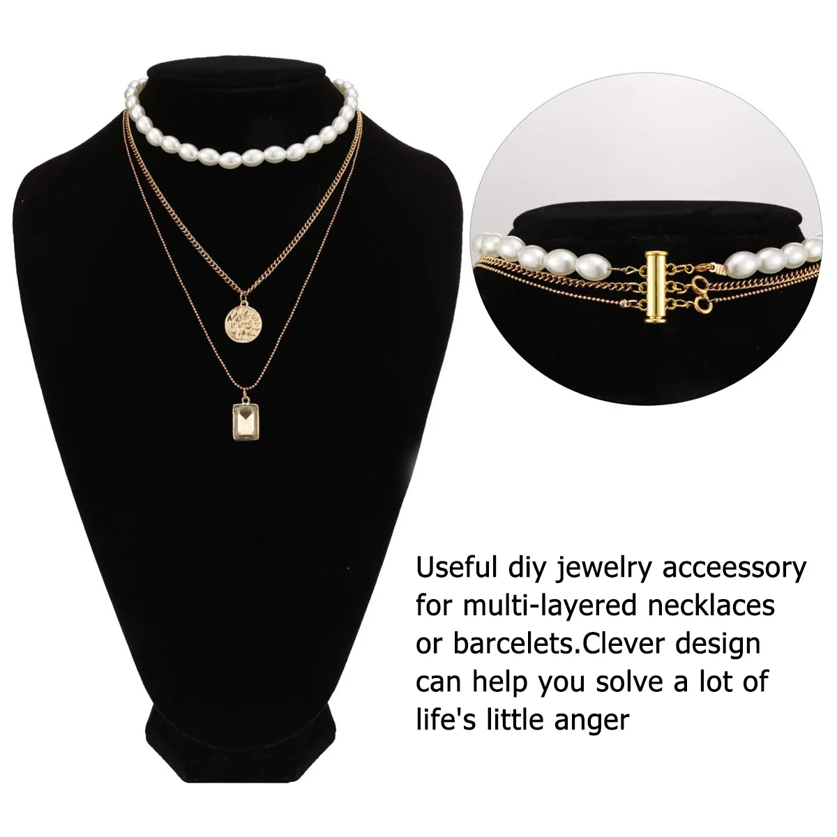 

8Pcs Pearl Buckle Alloy Multi Strands Slide Tube Clasp for Necklace Bracelet Connector Jewelry Layered Buckle DIY Accessories